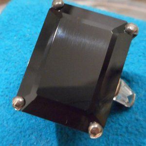 NEW Natural Thai Black Spinel and White Topaz Ring in Sterling Silver! 5